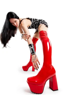 lamodawebsite Acquitable Stretchy Platform Thigh High Boots< Plattform