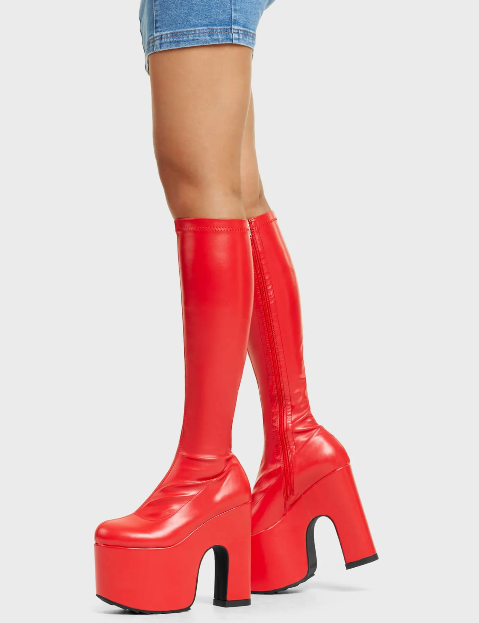 LAMODA Awkward Chunky Platform Knee High Boots< Kniehoch