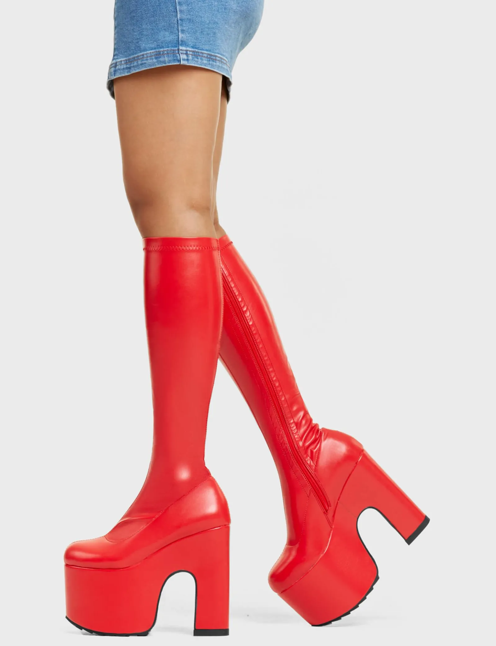 LAMODA Awkward Chunky Platform Knee High Boots< Kniehoch