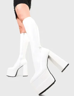 LAMODA Bad Gurl Wide Calf Platform Knee High Boots< Kniehoch