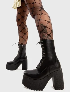 LAMODA Black Pepper Platform Ankle Boots< Knochel