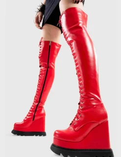 LAMODA Cold Outside Chunky Platform Thigh High Boots< Chunky