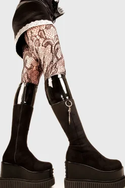lamodawebsite Communication Breakdown Chunky Platform Knee High Boots< Kniehoch
