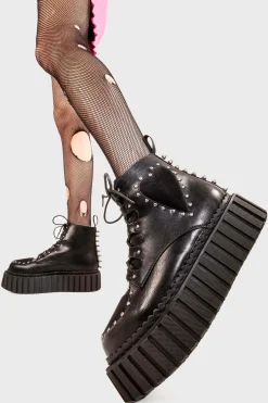 lamodawebsite Cross Your Heart Chunky Ankle Creeper Boots< Knochel