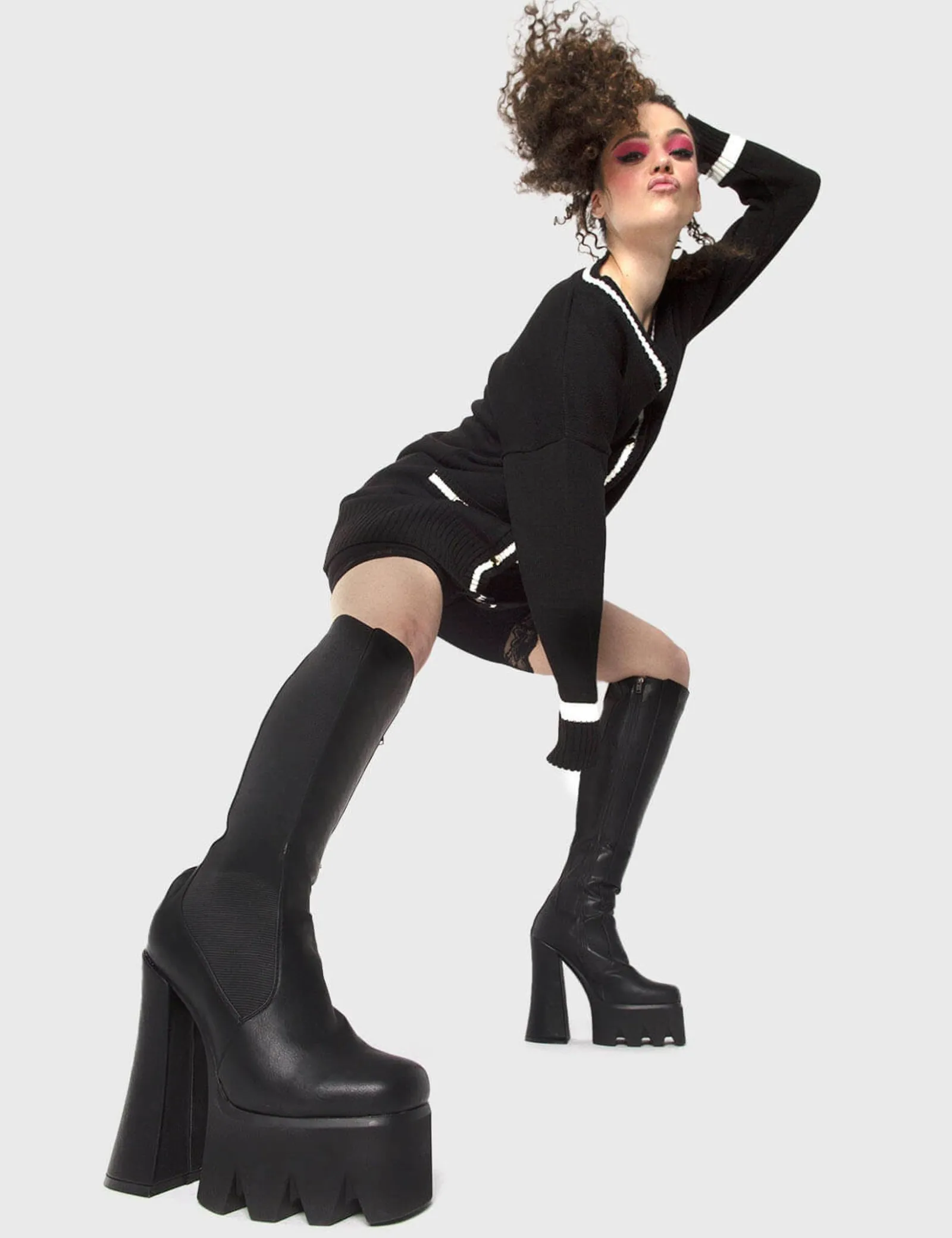lamodawebsite Disco Inferno Platform Knee High Boots< Kniehoch
