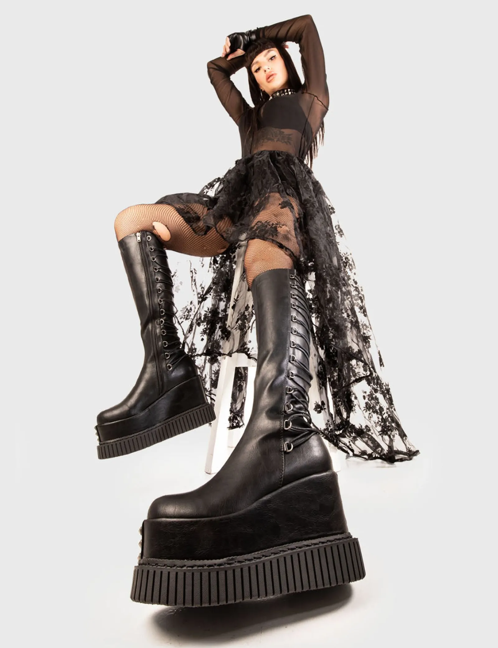 lamodawebsite Ever Lasting Light Chunky Platform Knee High Boots< Kniehoch