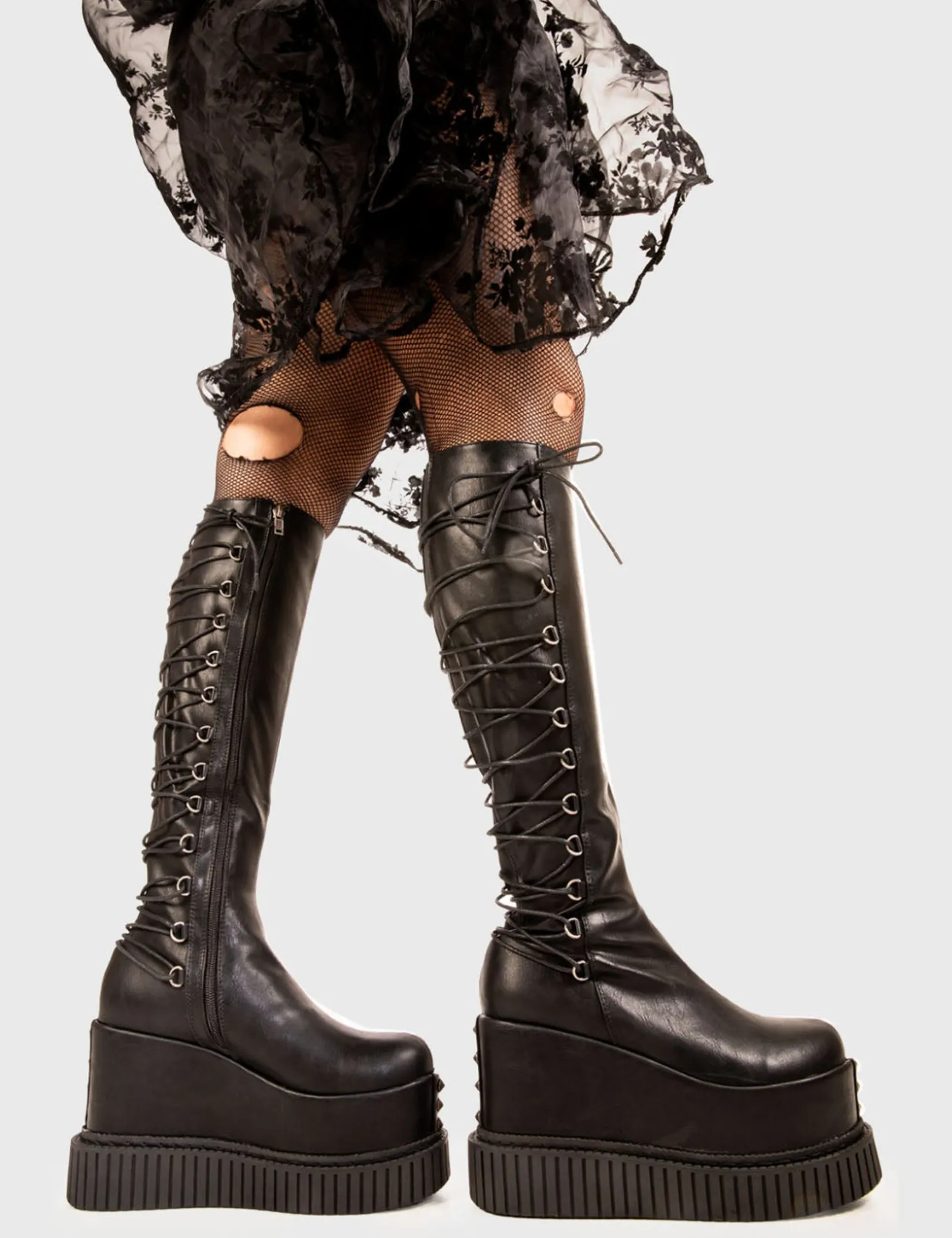lamodawebsite Ever Lasting Light Chunky Platform Knee High Boots< Kniehoch