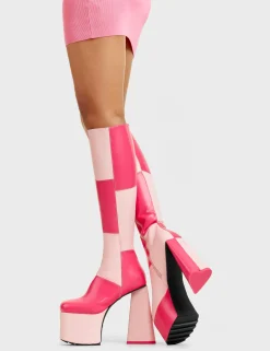 LAMODA Getting Better Platform Knee High Boots< Kniehoch
