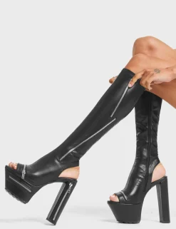 LAMODA Give It Up Platform Knee High Boots< Kniehoch