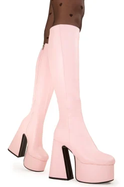 lamodawebsite Hate You Wide Calf Platform Knee High Boots< Kniehoch