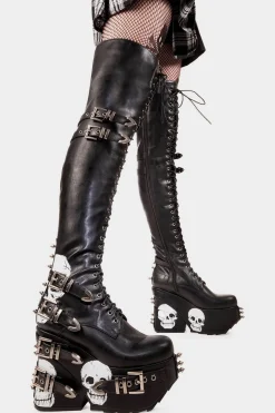 lamodawebsite Irrational Thoughts Chunky Platform Thigh High Boots< Chunky