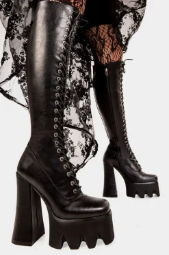 lamodawebsite No Promises Platform Knee High Boots< Kniehoch