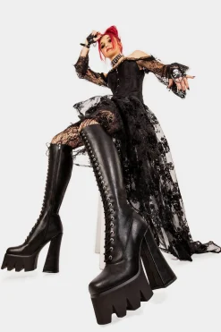 lamodawebsite No Promises Platform Knee High Boots< Kniehoch