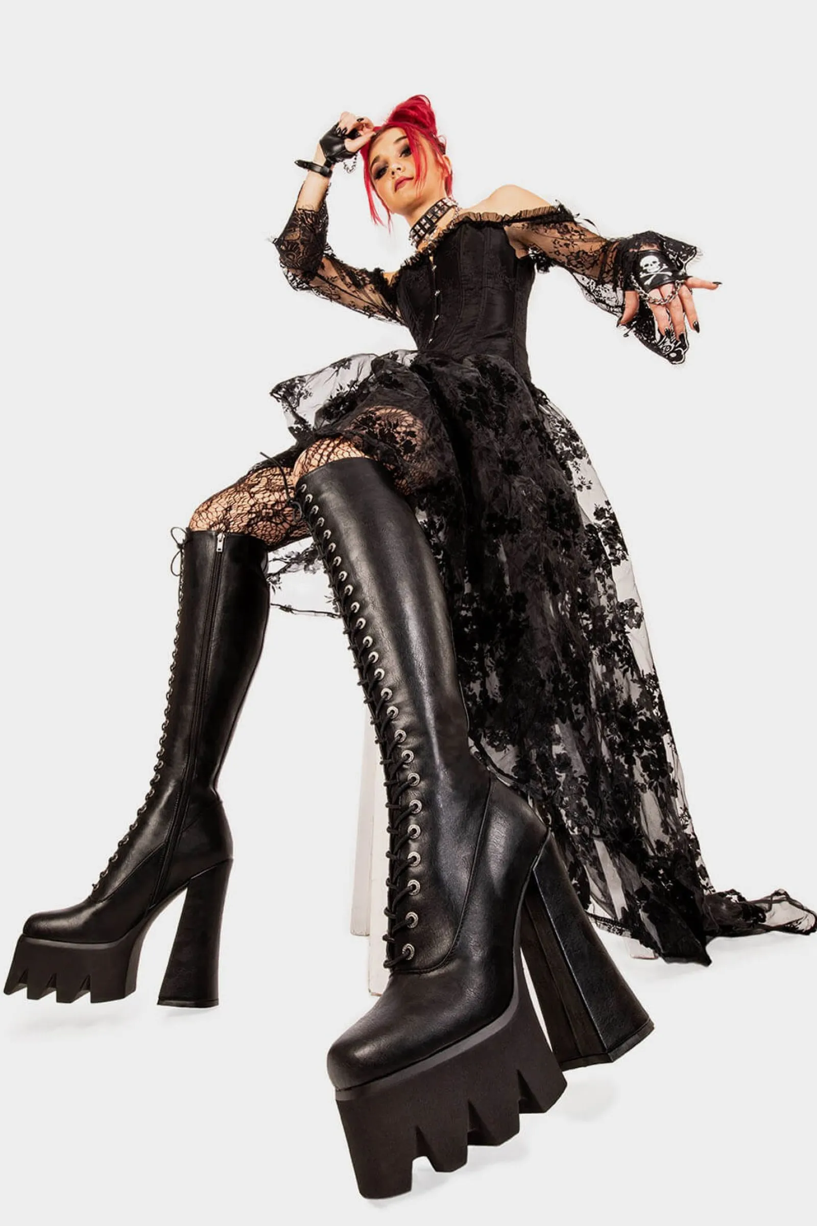 lamodawebsite No Promises Platform Knee High Boots< Kniehoch