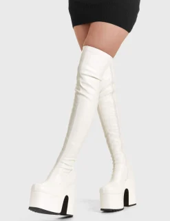 lamodawebsite Not Ready Chunky Platform Thigh High Boots< Chunky