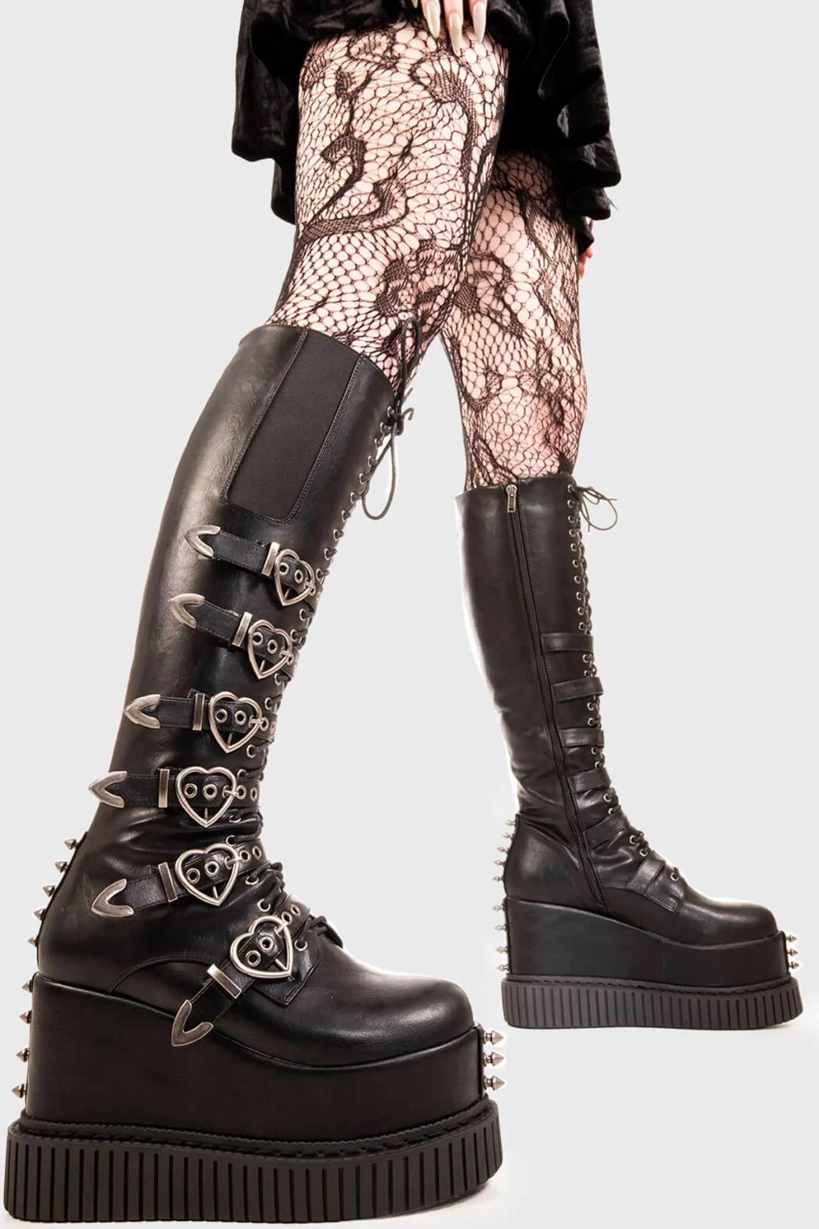 lamodawebsite Overkill Chunky Platform Knee High Boots< Kniehoch