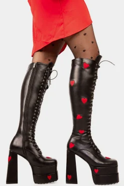 lamodawebsite Pucker Up Platform Knee High Boots< Kniehoch