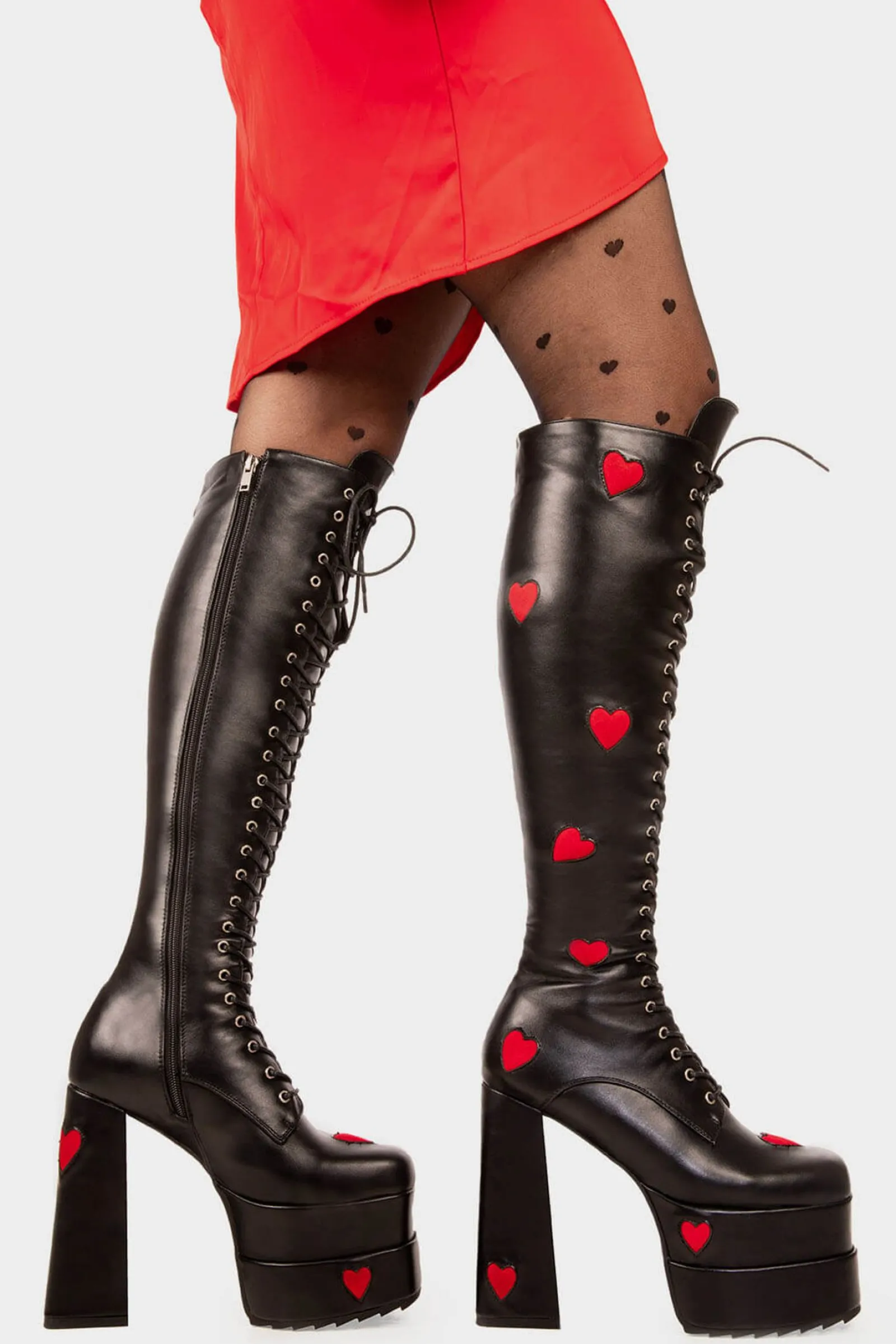 lamodawebsite Pucker Up Platform Knee High Boots< Kniehoch