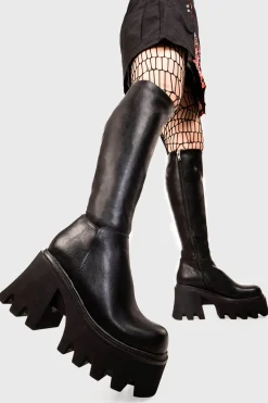lamodawebsite Ready Wide Calf Chunky Platform Knee High Boots< Kniehoch