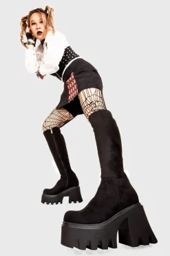 lamodawebsite Ready Wide Calf Chunky Platform Knee High Boots< Kniehoch