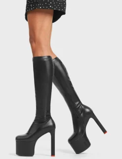 LAMODA Rockstar Girlfriend Platform Knee High Boots< Kniehoch
