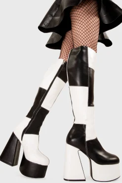 lamodawebsite Runway Wide Calf Platform Knee High Boots< Kniehoch
