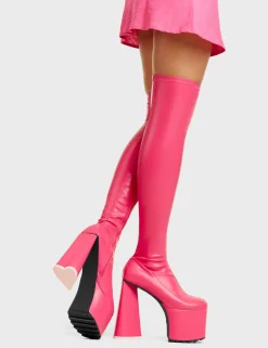 LAMODA Separate Platform Thigh High Boots< Kniehoch