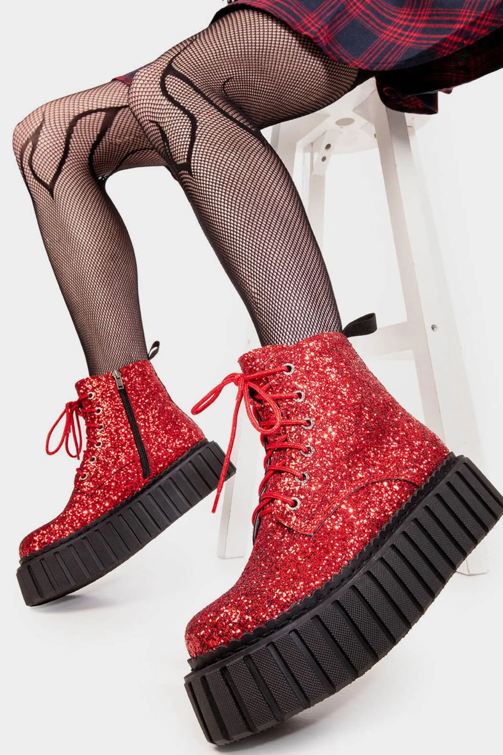 lamodawebsite Shooting Star Chunky Ankle Creeper Boots< Knochel