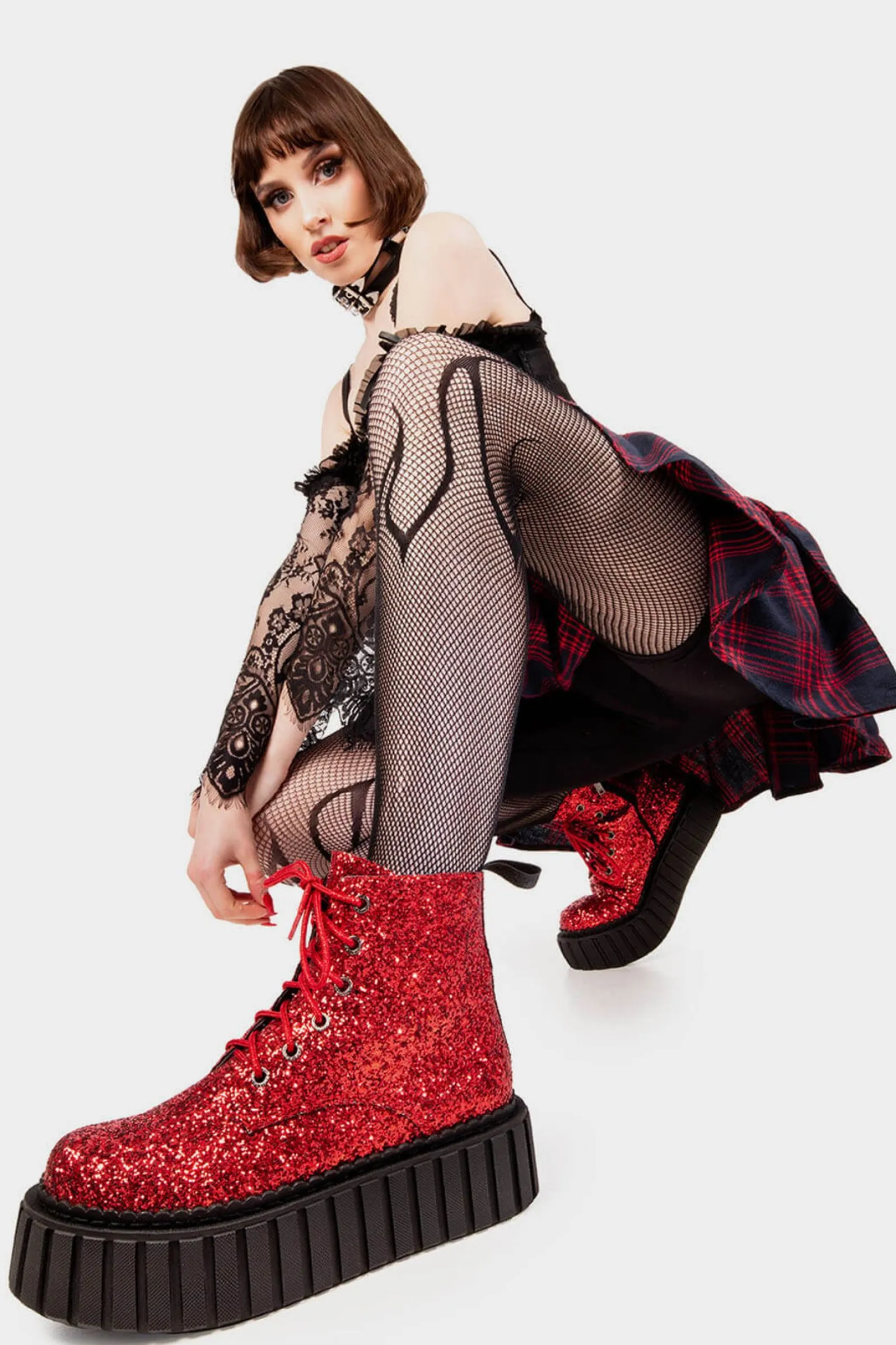lamodawebsite Shooting Star Chunky Ankle Creeper Boots< Knochel
