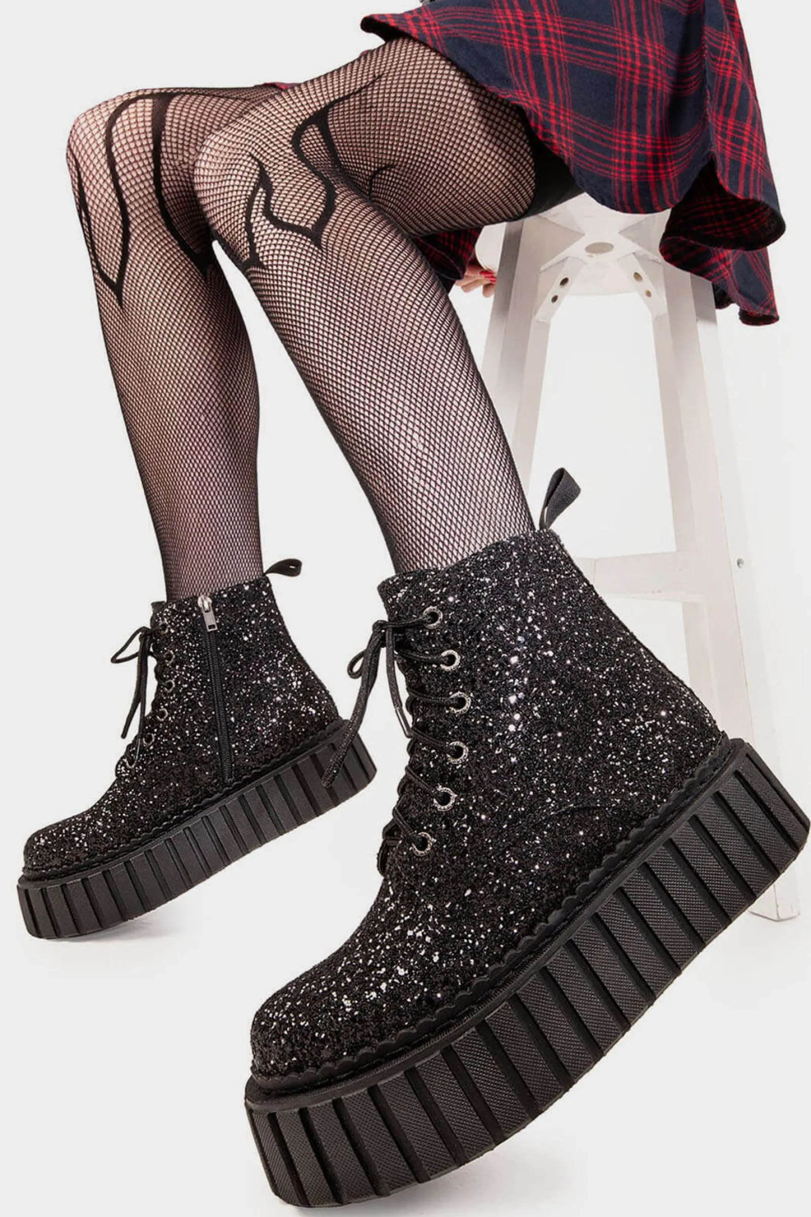 lamodawebsite Shooting Star Chunky Ankle Creeper Boots< Knochel