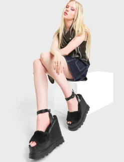 LAMODA Softie Chunky Platform Sandals Black< Plattform