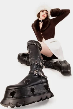lamodawebsite Sonnet Chunky Platform Thigh High Boots< Chunky