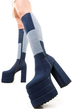 lamodawebsite Talk Of The Town Platform Knee High Boots< Kniehoch