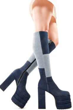 lamodawebsite Talk Of The Town Platform Knee High Boots< Kniehoch