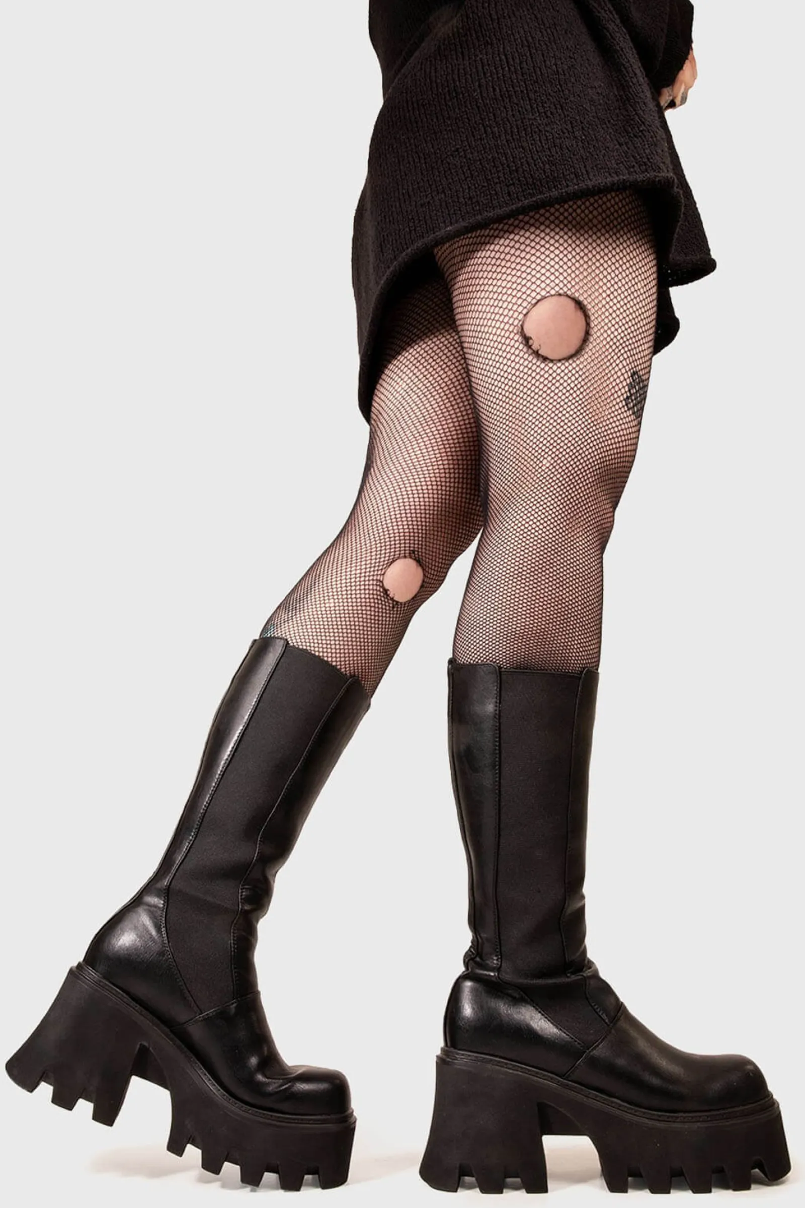 lamodawebsite Tear Em' Up Chunky Platform Ankle Boots< Kniehoch
