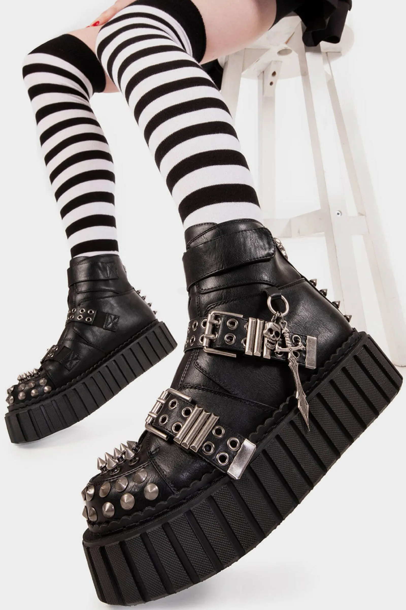 lamodawebsite Virtual Insanity Chunky Ankle Creeper Boots< Knochel